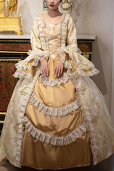 Goldene mittelalterliche Hofstickerei Strickjacke Vintage Prinzessin Lolita viktorianisches Kleid
